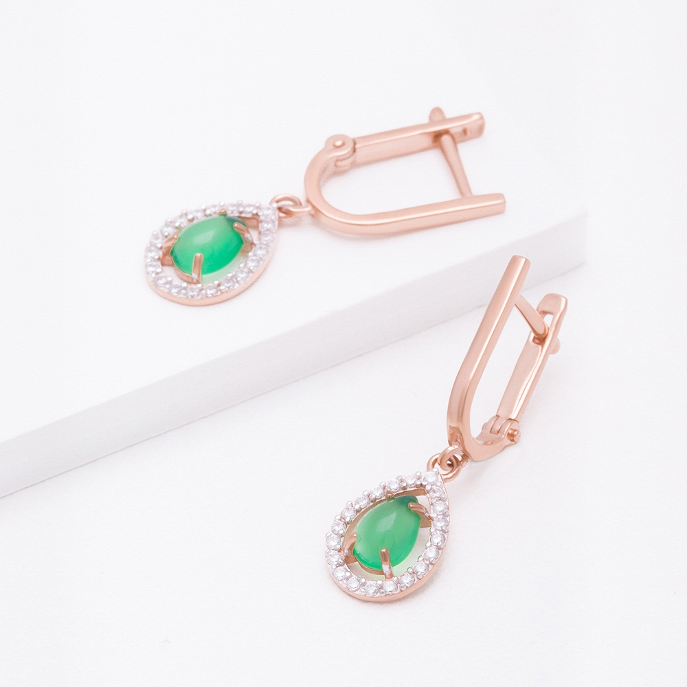 

Серьги женские из золота НАШЕ ЗОЛОТО НЮ09559302010052462, хризопраз/фианит, НЮ09559302010052462
