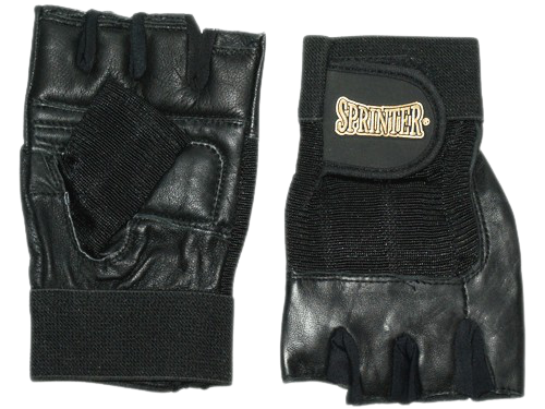 фото Перчатки для тяжёлой атлетики. материал: кожа, ткань. цвет чёрный. размер m. :(163-166): sprinter