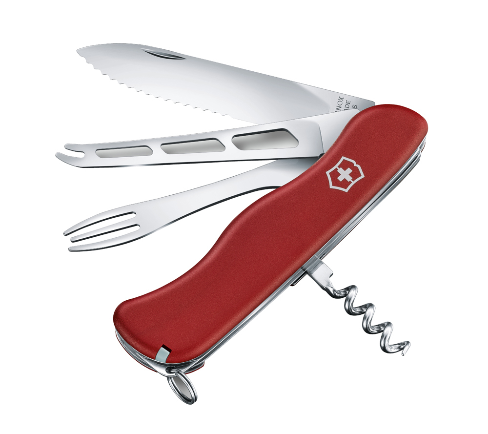 фото Нож victorinox cheese master, 111 мм, 8 функций, с фиксатором лезвия, красный