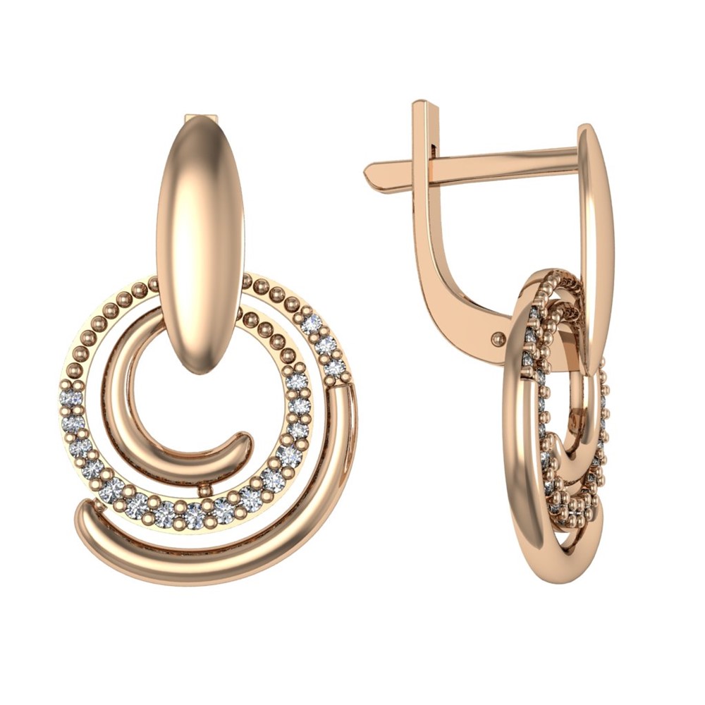 Серьги из серебра с фианитом ПРИВОЛЖСКИЙ ЮВЕЛИР 302505-FA11