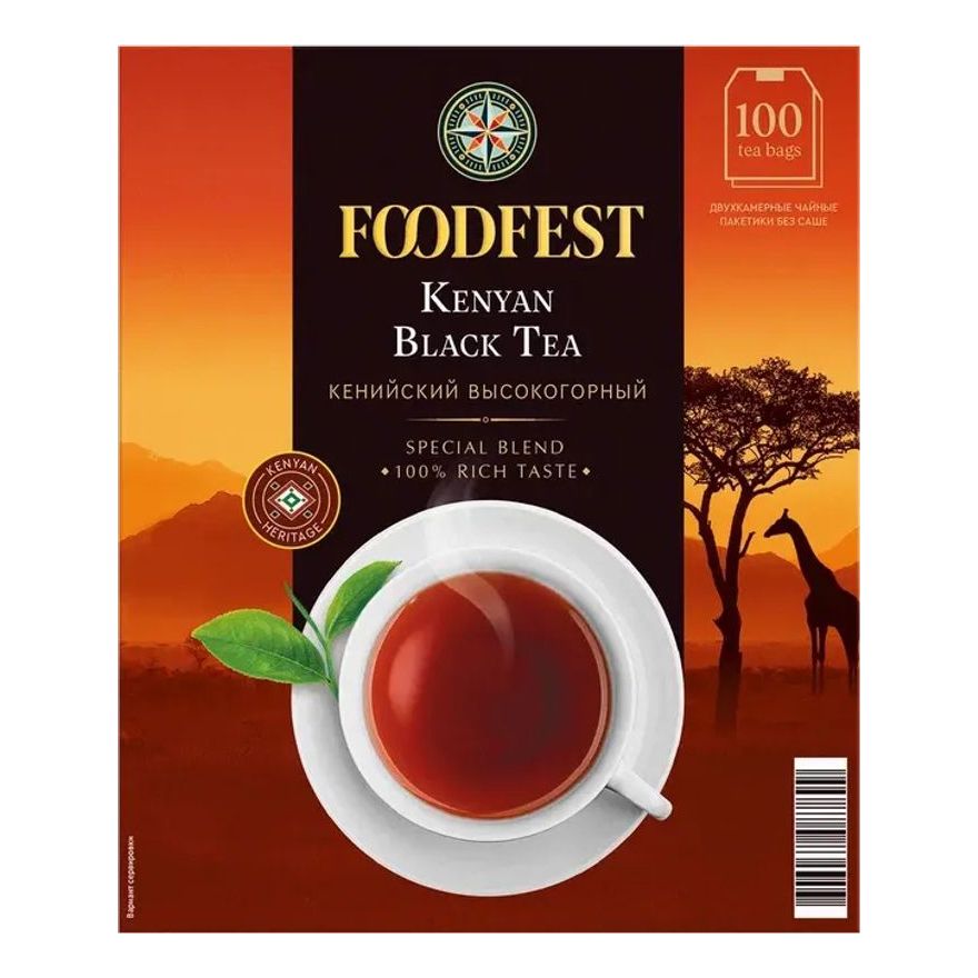 Чай черный Foodfest Kenyan Black Tea байховый в пакетиках 2 г x 100 шт