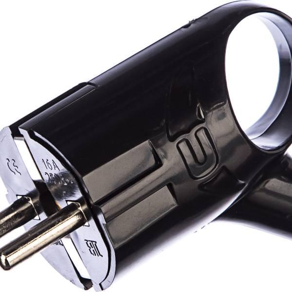 Угловая вилка TANGO с заземлением черная с ушком 16А 250В индивидуальная упаковка 5/ 20/ 6 иглы швейные для штопки d 0 7 мм 4 3 см с удлиненным ушком 10 шт