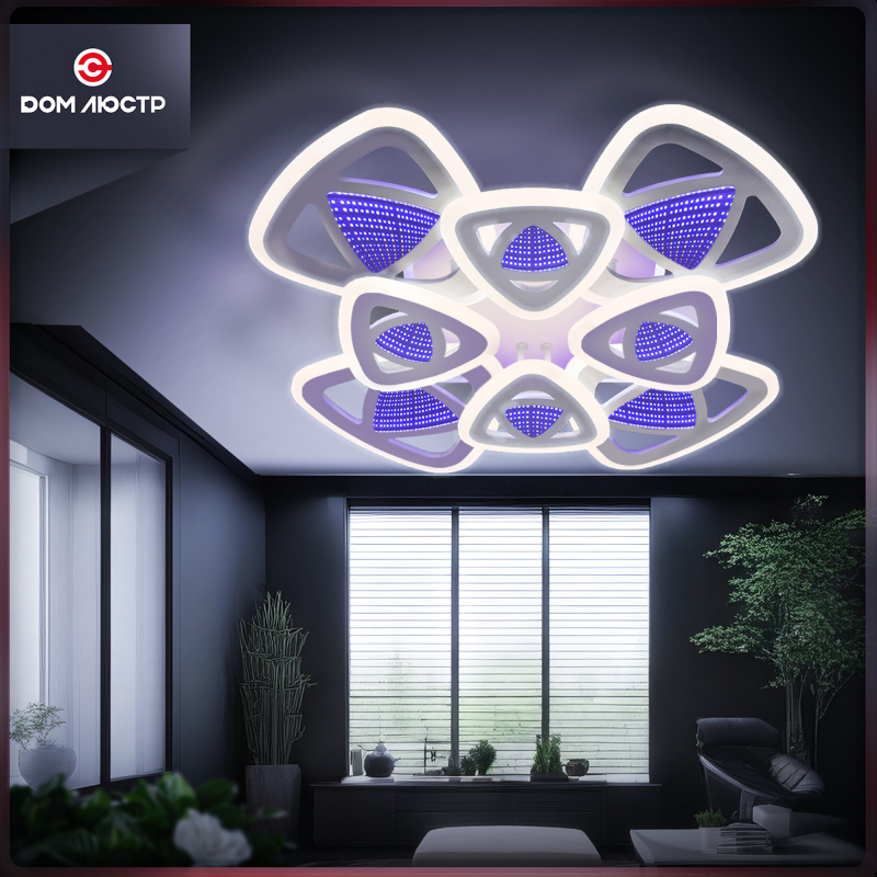 Светодиодная люстра с пультом и 3D-эффектом Europa Lighting на 22 кв.м, MX 10698 White