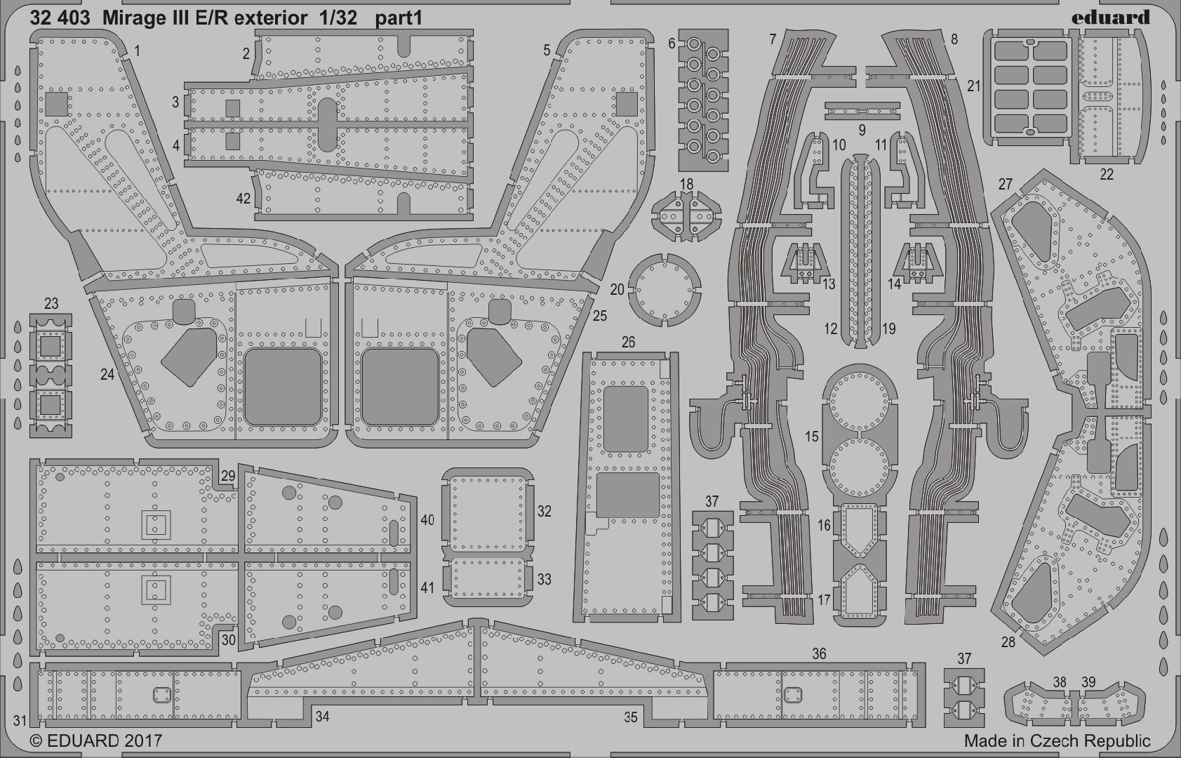 

Фототравление Eduard 32403 Mirage III E/ R экстерьер 1/32