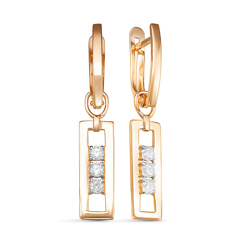 

Серьги из желтого золота с фианитом Яхонт Ювелирный 209787, 209787