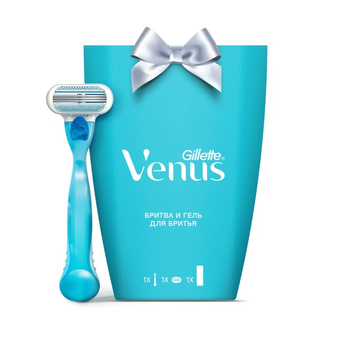 

Набор Gillette Venus: бритва с 1 сменной кассетой + гель для бритья Satin care, 75 мл