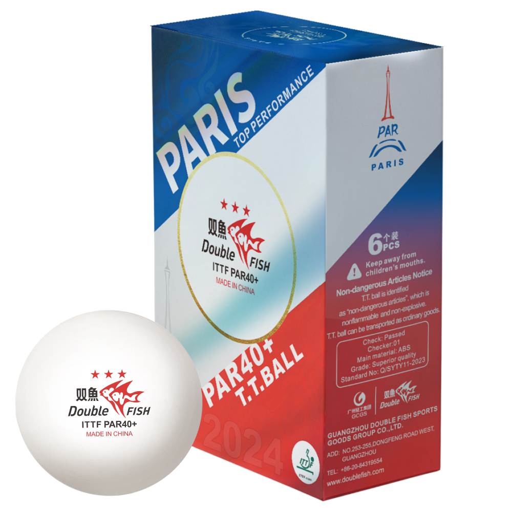 Мячи для нтенниса Double Fish 3* DF Par 40+ Plastic ABS x6, White