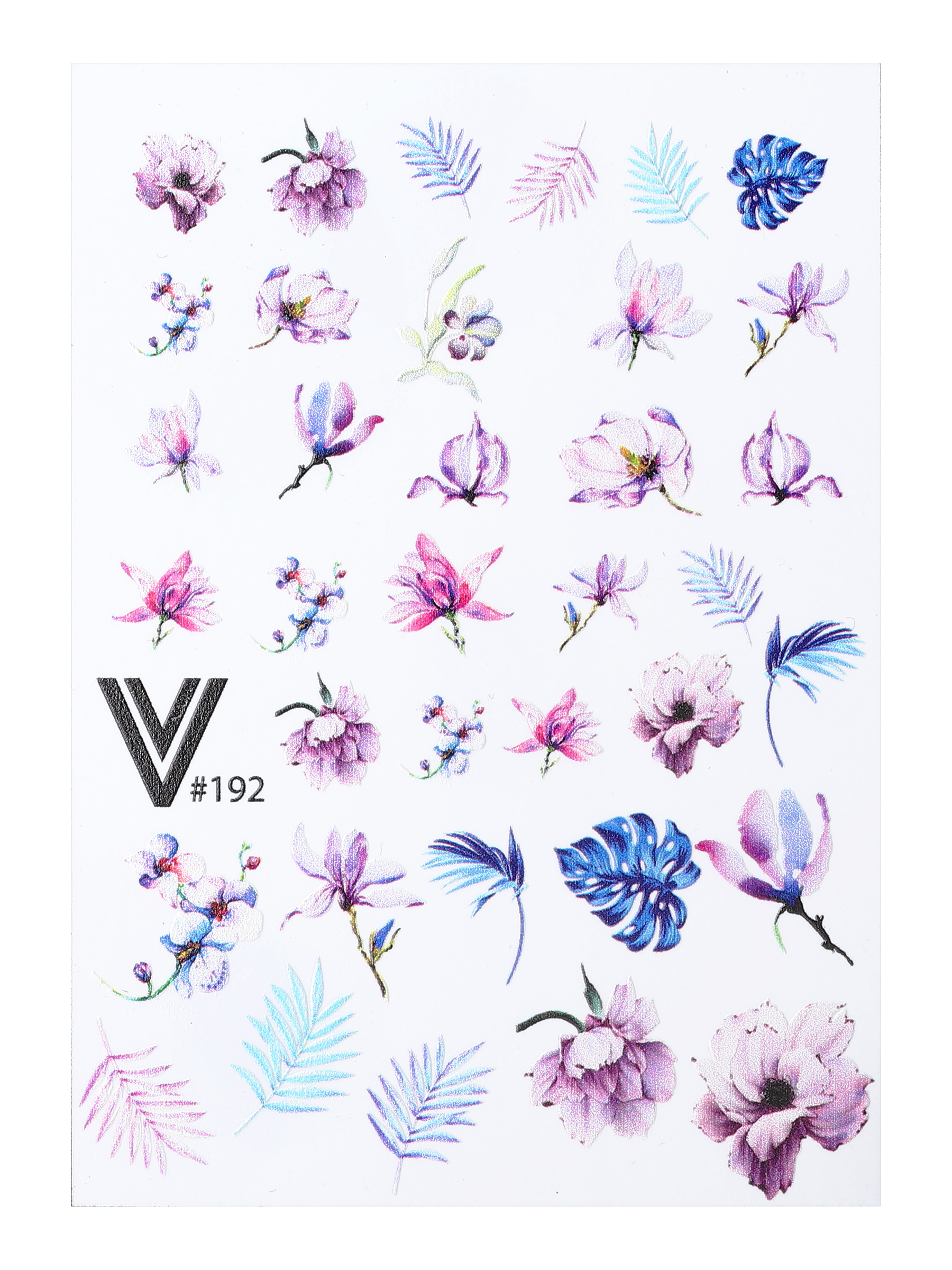 Слайдеры для ногтей Vogue Nails водные наклейки украшения для декора, листья веточки цветы светящаяся наклейка веточки 21 х 29 7 см
