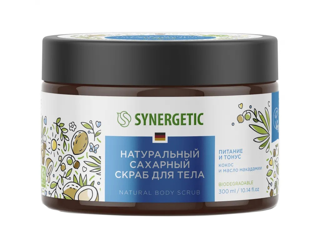 

Скраб для тела Synergetic Питание и тонус Кокос и масло макадамии 300ml 4607971453109