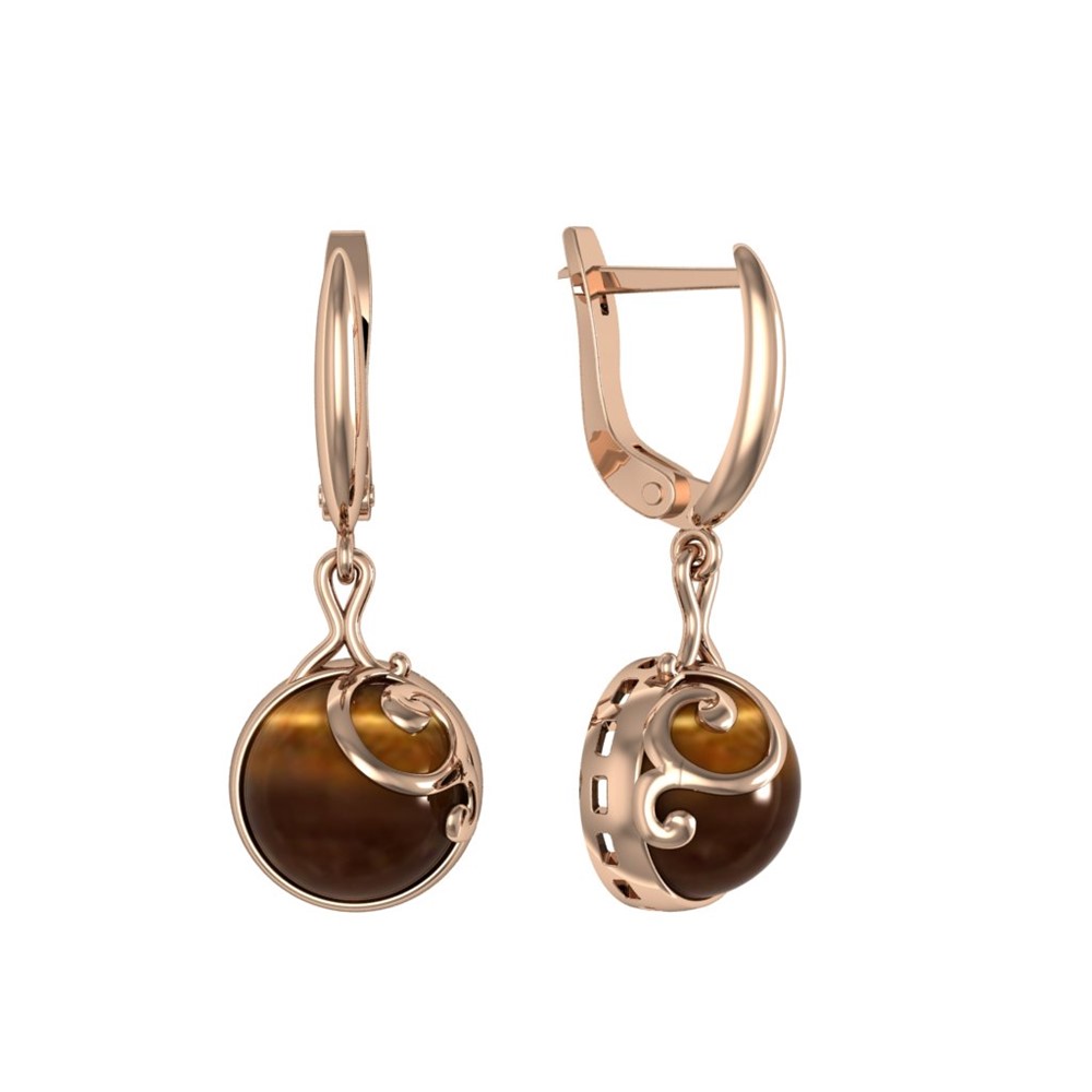 Серьги из серебра с тигровым глазом ПРИВОЛЖСКИЙ ЮВЕЛИР 352256-TG