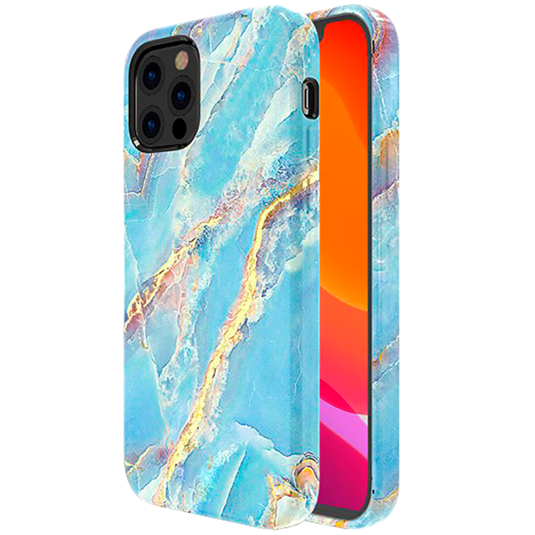 фото Чехол pqy marble для iphone 12 pro max голубой