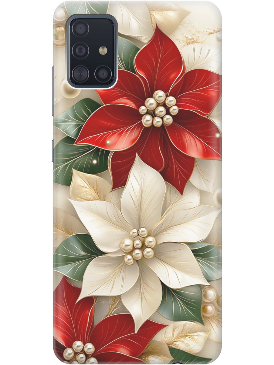 

Силиконовый чехол на Samsung Galaxy A51 с принтом "Цветы и бусы", Прозрачный;бежевый;красный, 722409121