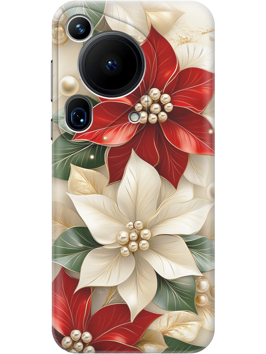 

Силиконовый чехол на Huawei Pura 70 Ultra с принтом "Цветы и бусы", Прозрачный;бежевый;красный, 782625821