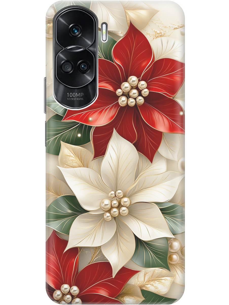 

Силиконовый чехол на Honor 90 Lite с принтом "Цветы и бусы", Прозрачный;бежевый;красный, 772622621