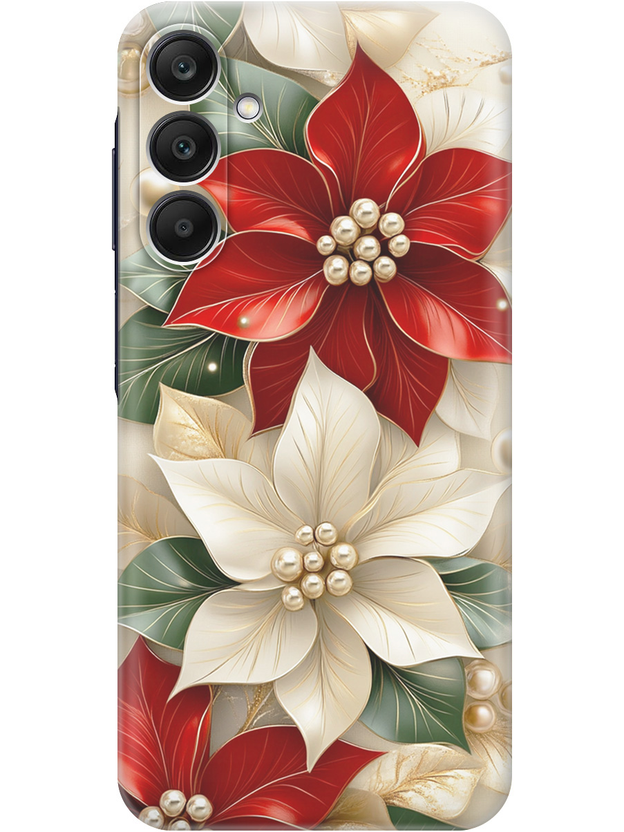 

Силиконовый чехол на Samsung Galaxy A25 с принтом "Цветы и бусы", Прозрачный;бежевый;красный, 780484421