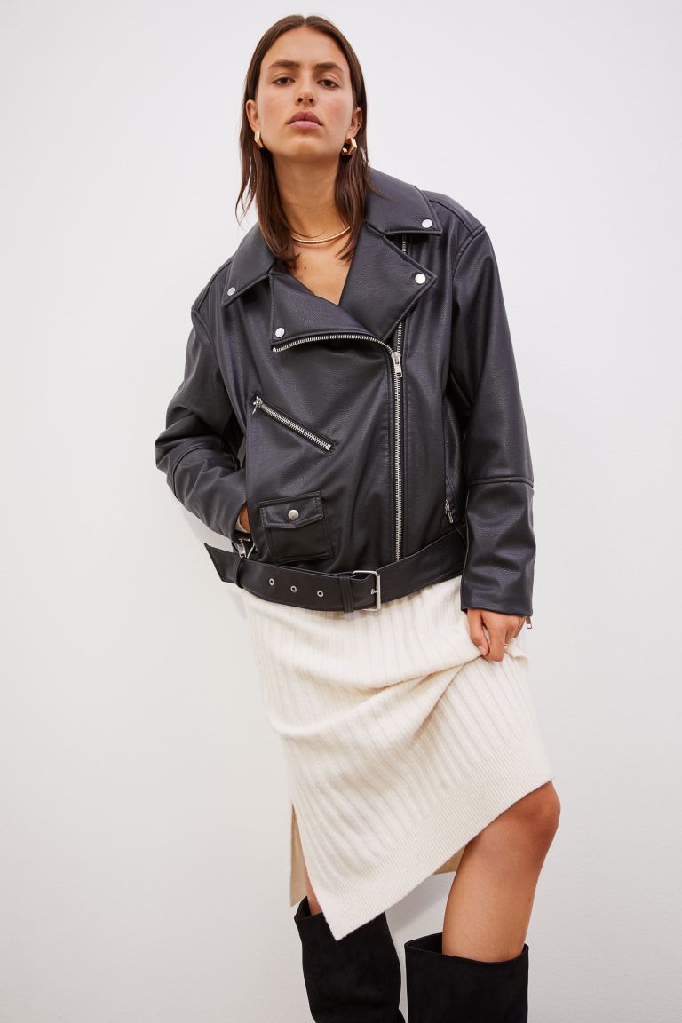 Кожаная куртка женская H&M 1105375001 черная S (доставка из-за рубежа)