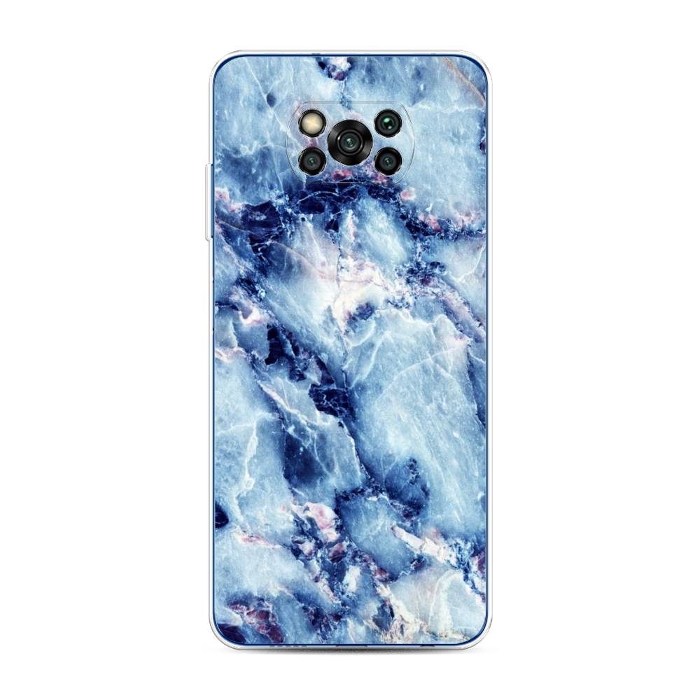 

Чехол на Poco X3 "Мрамор с синими прожилками", Синий, 39250-3