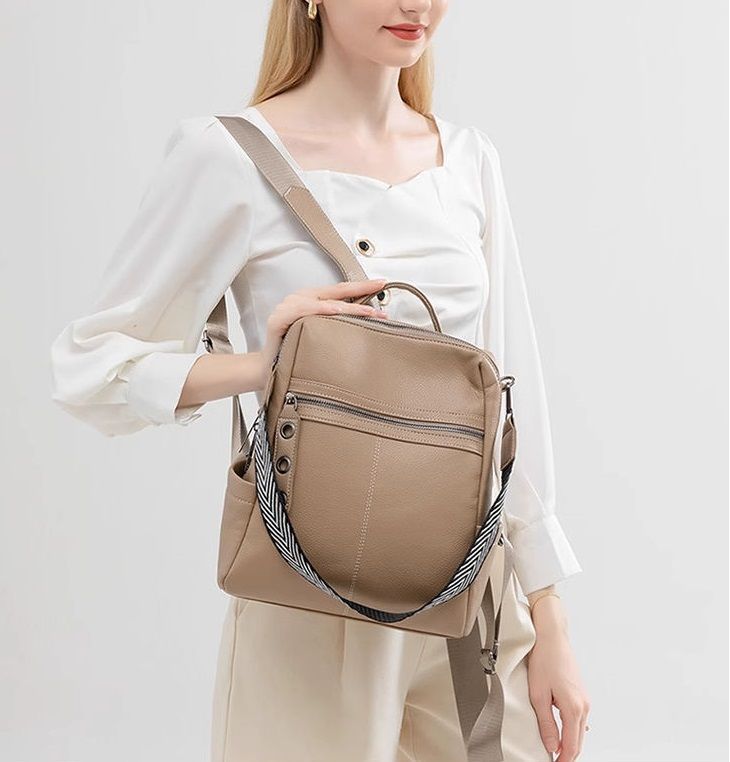 Сумка-рюкзак женская Fern М-007 бежевая, 28x24x10 см
