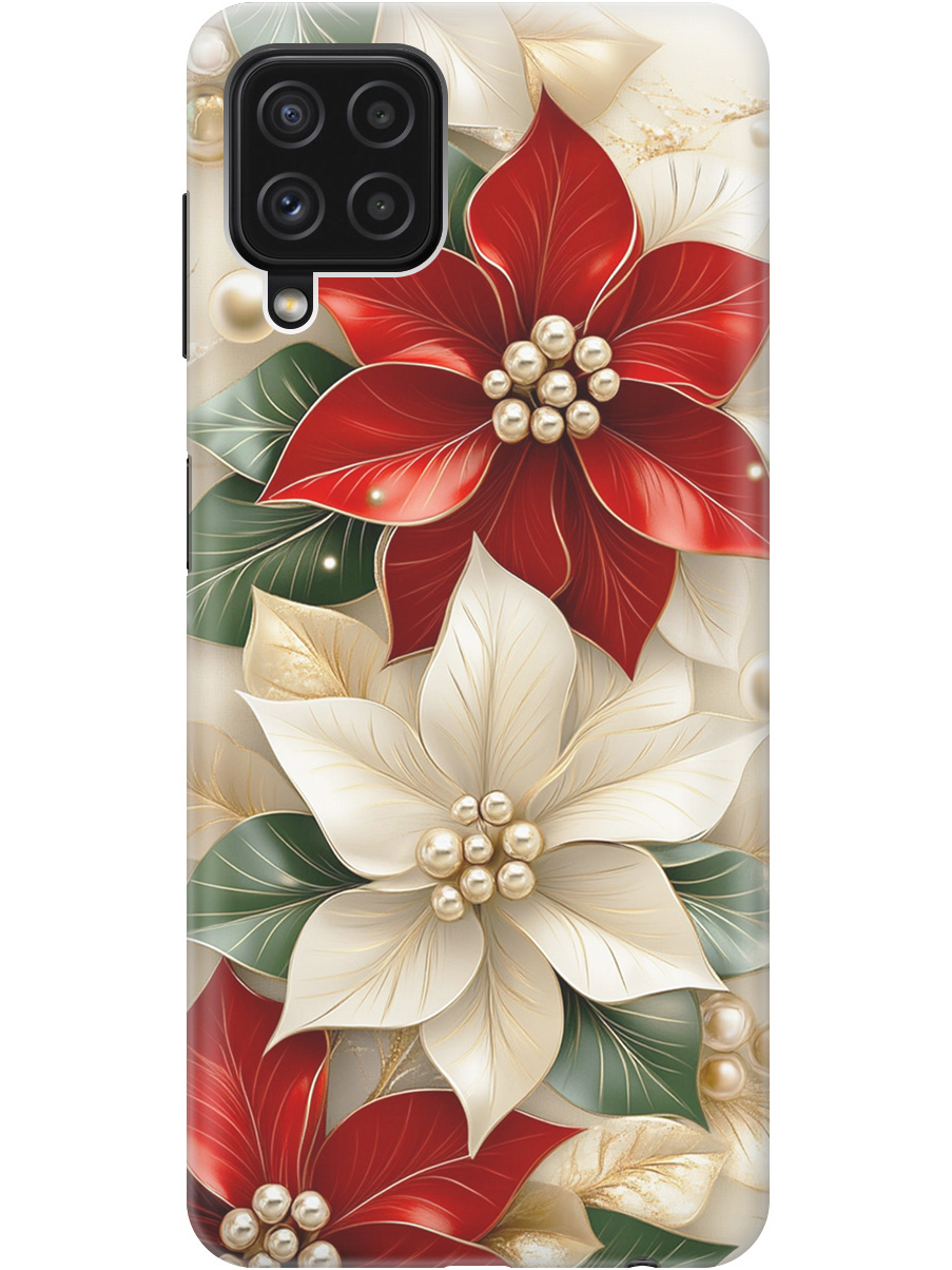

Силиконовый чехол на Samsung Galaxy A22 / M32 / M22 с принтом "Цветы и бусы", Прозрачный;бежевый;красный, 730829521