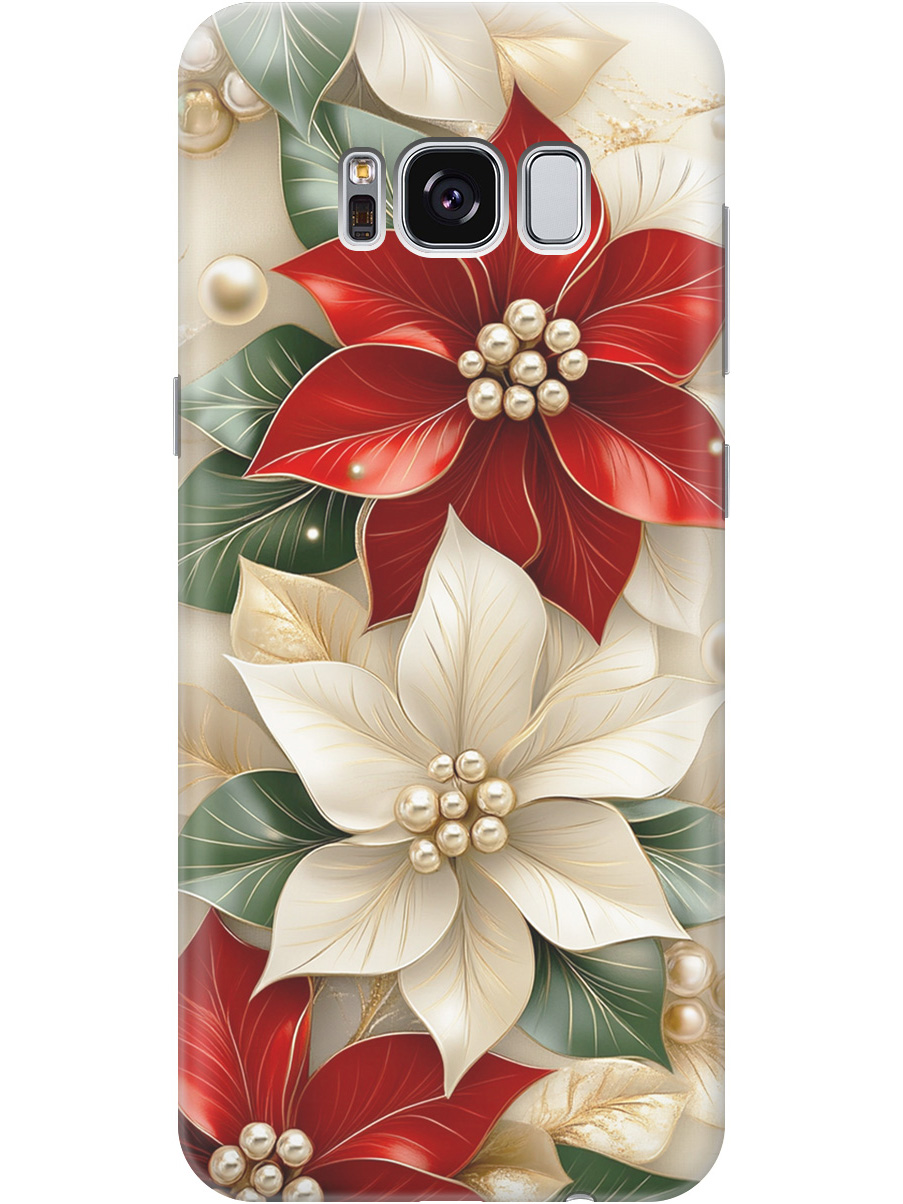 

Силиконовый чехол на Samsung Galaxy S8 с принтом "Цветы и бусы", Прозрачный;бежевый;красный, 713984521