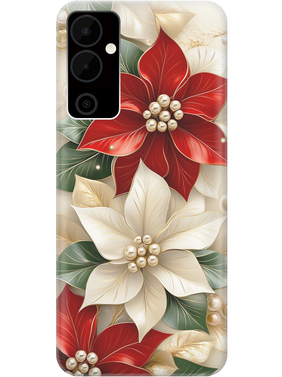

Силиконовый чехол на Tecno Pova Neo 2 с принтом "Цветы и бусы", Прозрачный;бежевый;красный, 778682421