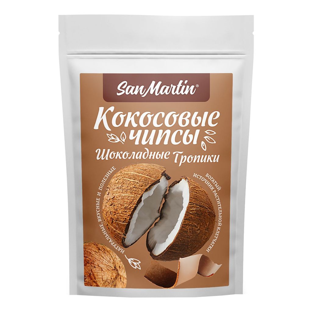 

Чипсы фруктовые San Martin Шоколадные тропики кокосовые 40 г