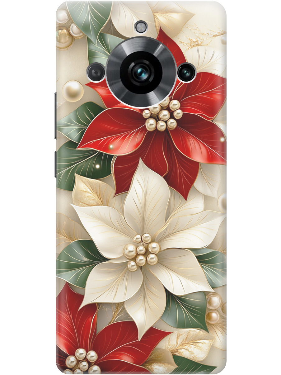 

Силиконовый чехол на Realme 11 Pro / 11 Pro+ с принтом "Цветы и бусы", Прозрачный;бежевый;красный, 771145121