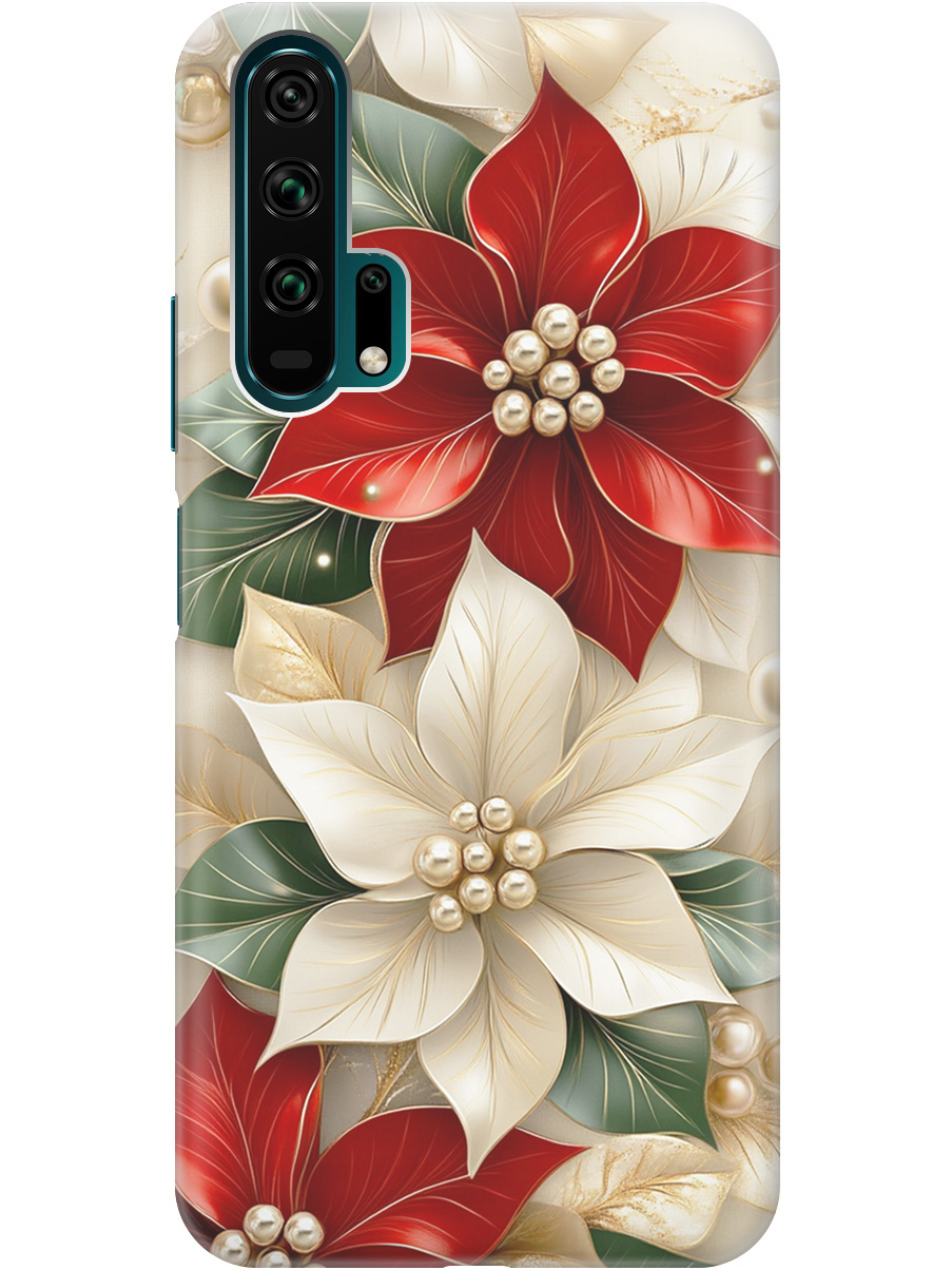 

Силиконовый чехол на Honor 20 Pro с принтом "Цветы и бусы", Прозрачный;бежевый;красный, 721700721