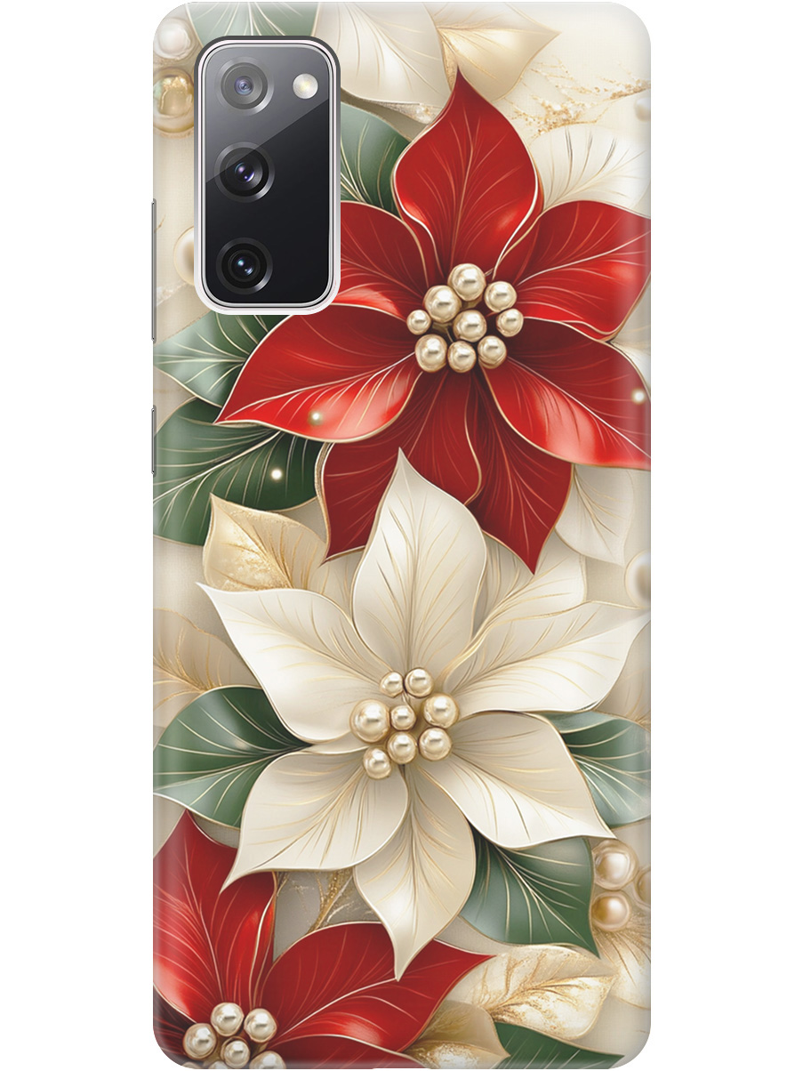 

Силиконовый чехол на Samsung Galaxy S20 FE с принтом "Цветы и бусы", Прозрачный;бежевый;красный, 723485421