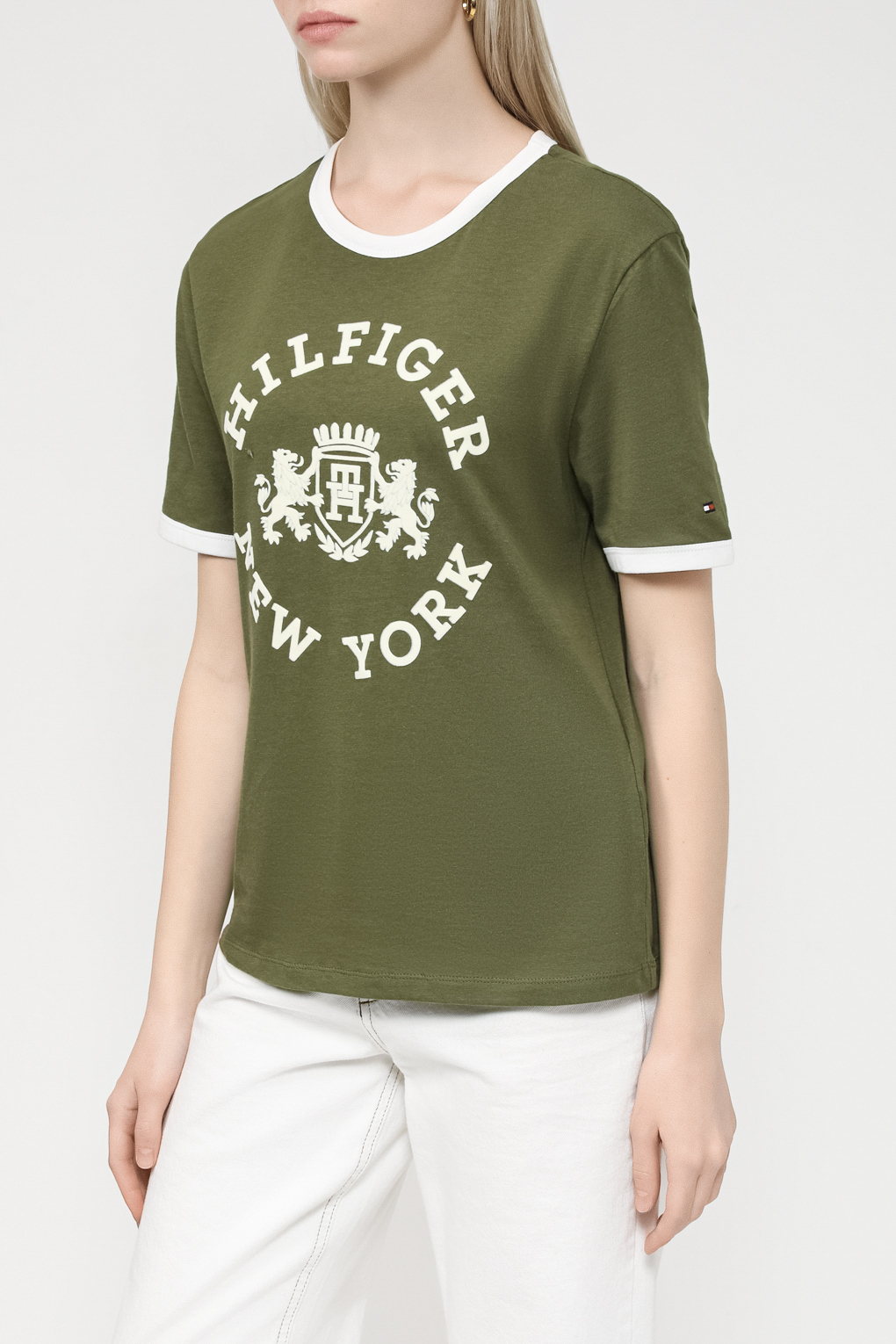 

Футболка женская Tommy Hilfiger WW0WW39834 зеленая S, Зеленый, WW0WW39834