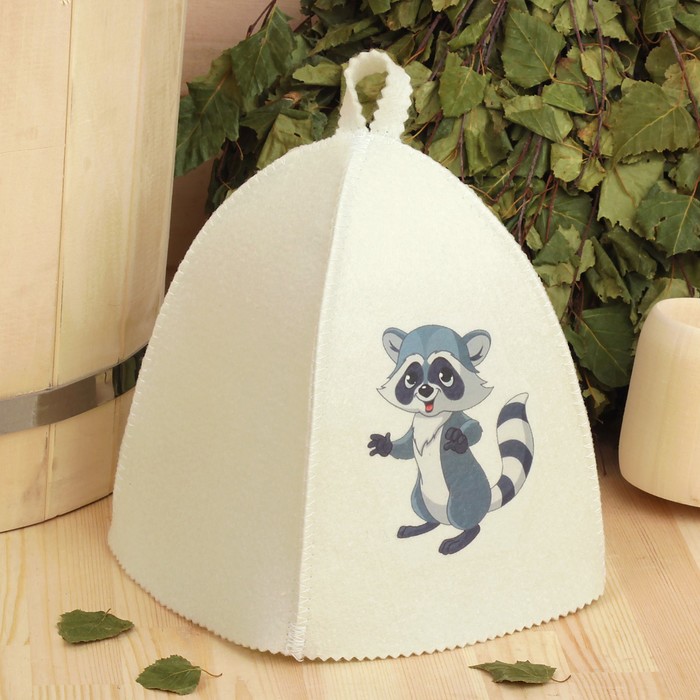 

Шапка для бани Добропаровъ Енот 733554 onesize бежевый, Белый, Енот