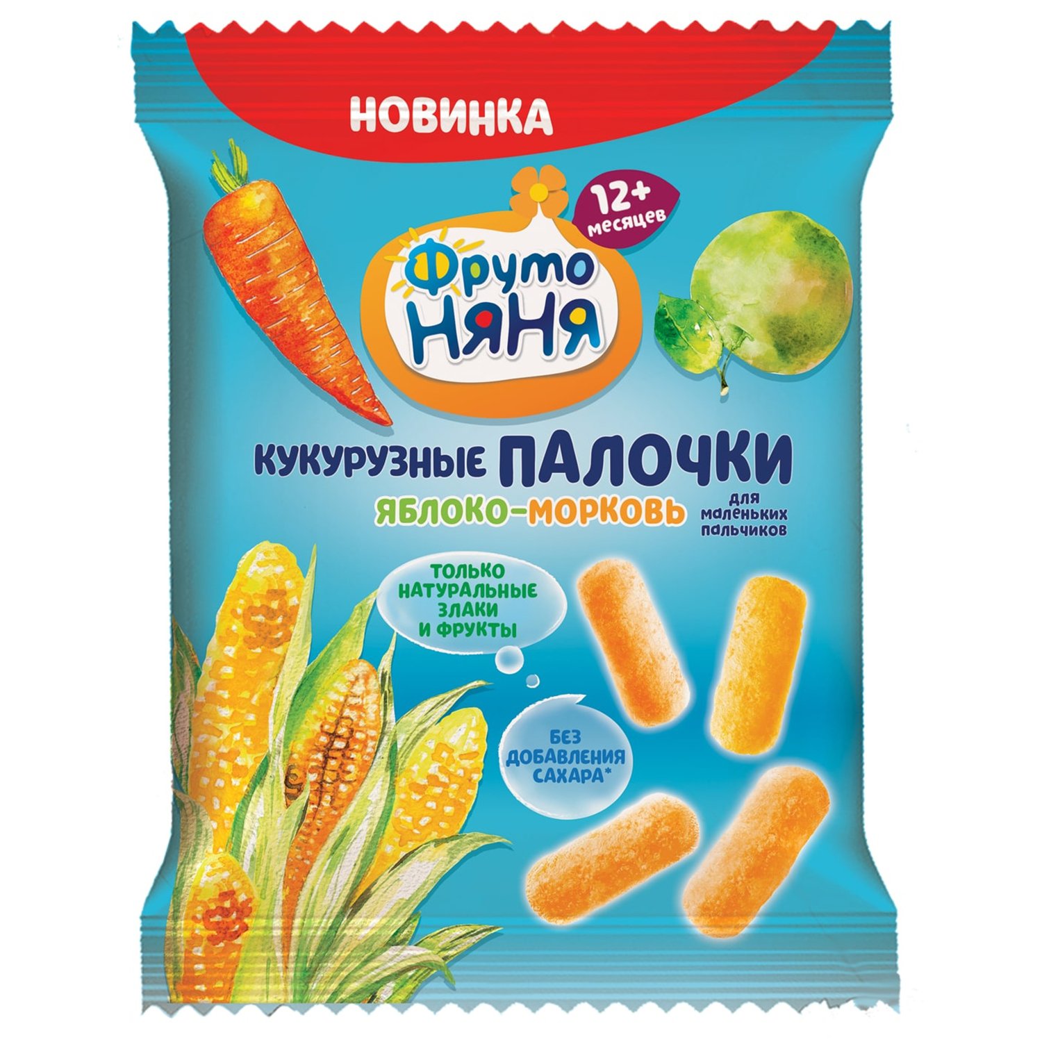 ФрутоНяня Палочки кукурузные яблоко-морковь с 1 года, 20 г