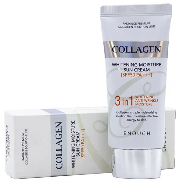 Крем для лица Enough Collagen 3 In 1 Whitening Moisture Sun Cream SPF50 PA+++ 50 мл