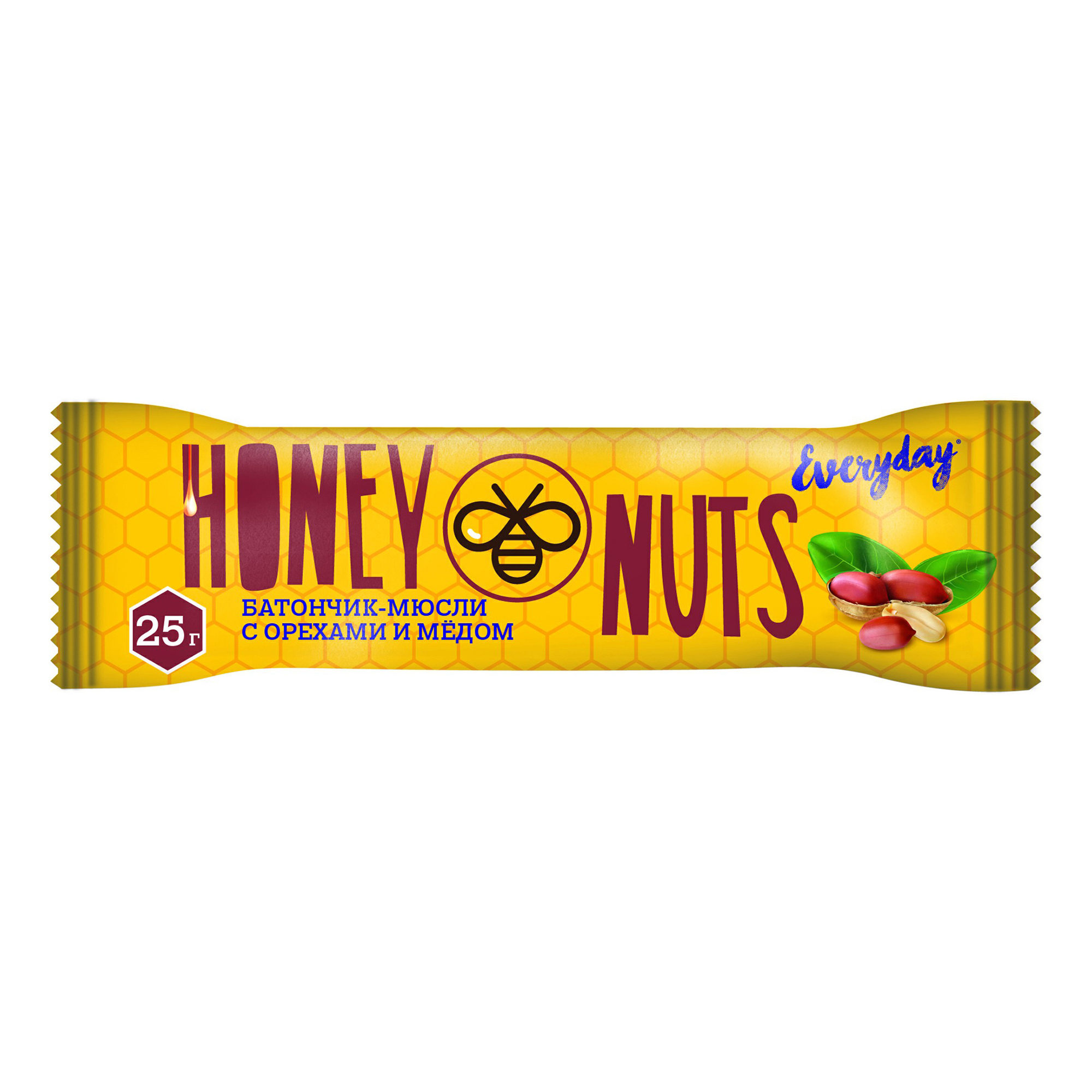 Батончик-мюсли Everyday Honey nuts мультизлаковый с орехами и медом 25 г