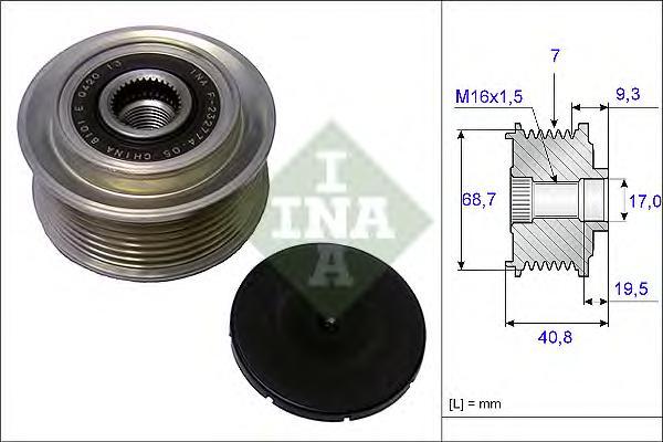 

Шкив Генератора Кiа Sоrеnто 2.5Сrdi, Нyundаi Н-1 03-07 2.5Сrdi 535007910 INA 535007910