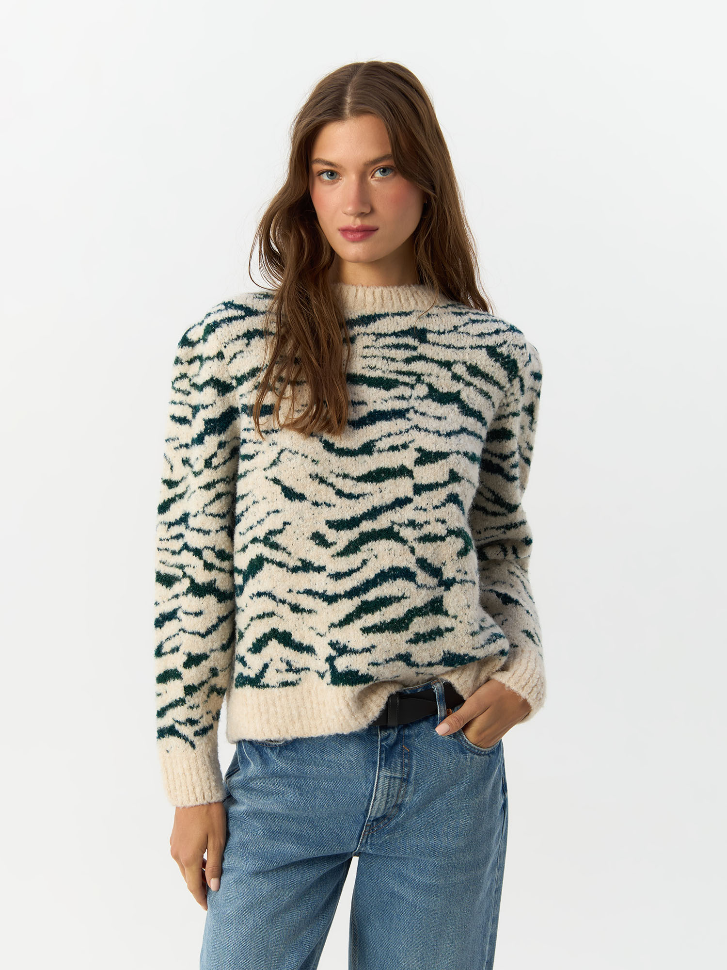 

Джемпер женский H&M 824310001 бежево-черный S, Бежевый, 824310001