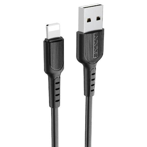 фото Кабель usb*2.0 am - lightning borofone bx16 black, черный - 1 метр bx16i black