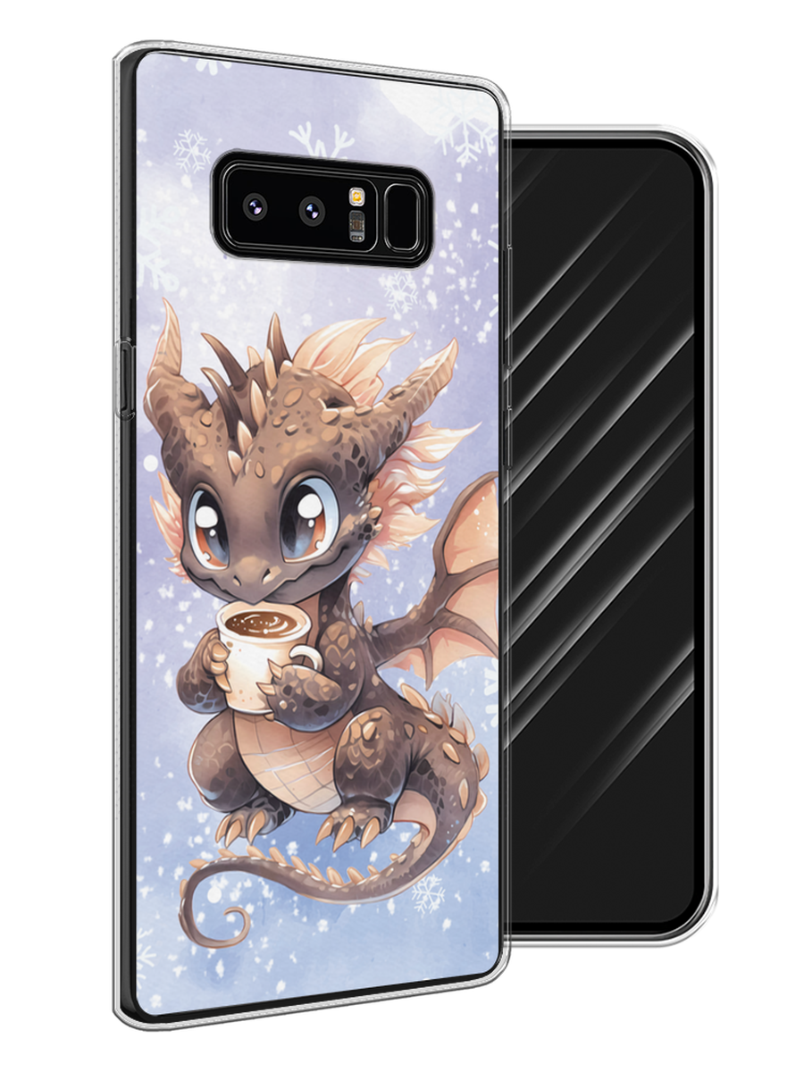 

Чехол Awog на Samsung Galaxy Note 8 "Дракончик с кружкой тёмный", Бежевый;розовый;серый, 25250-1