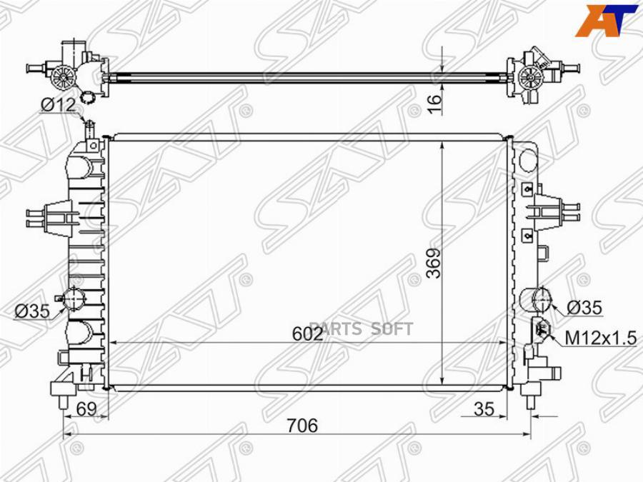 

Радиатор Opel Astra H 1.6/1.8 2004-2010 /Zafira B 1.6/1.8 2005- Sat арт. SG-OP0006-04-1-MT