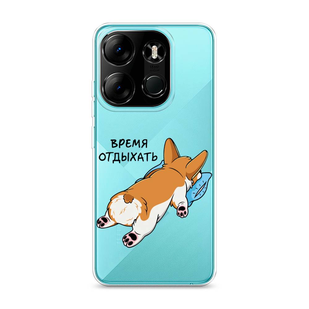 

Чехол на Tecno Pop 7 Pro "Корги отдыхает", Черный;коричневый;голубой, 303450-1