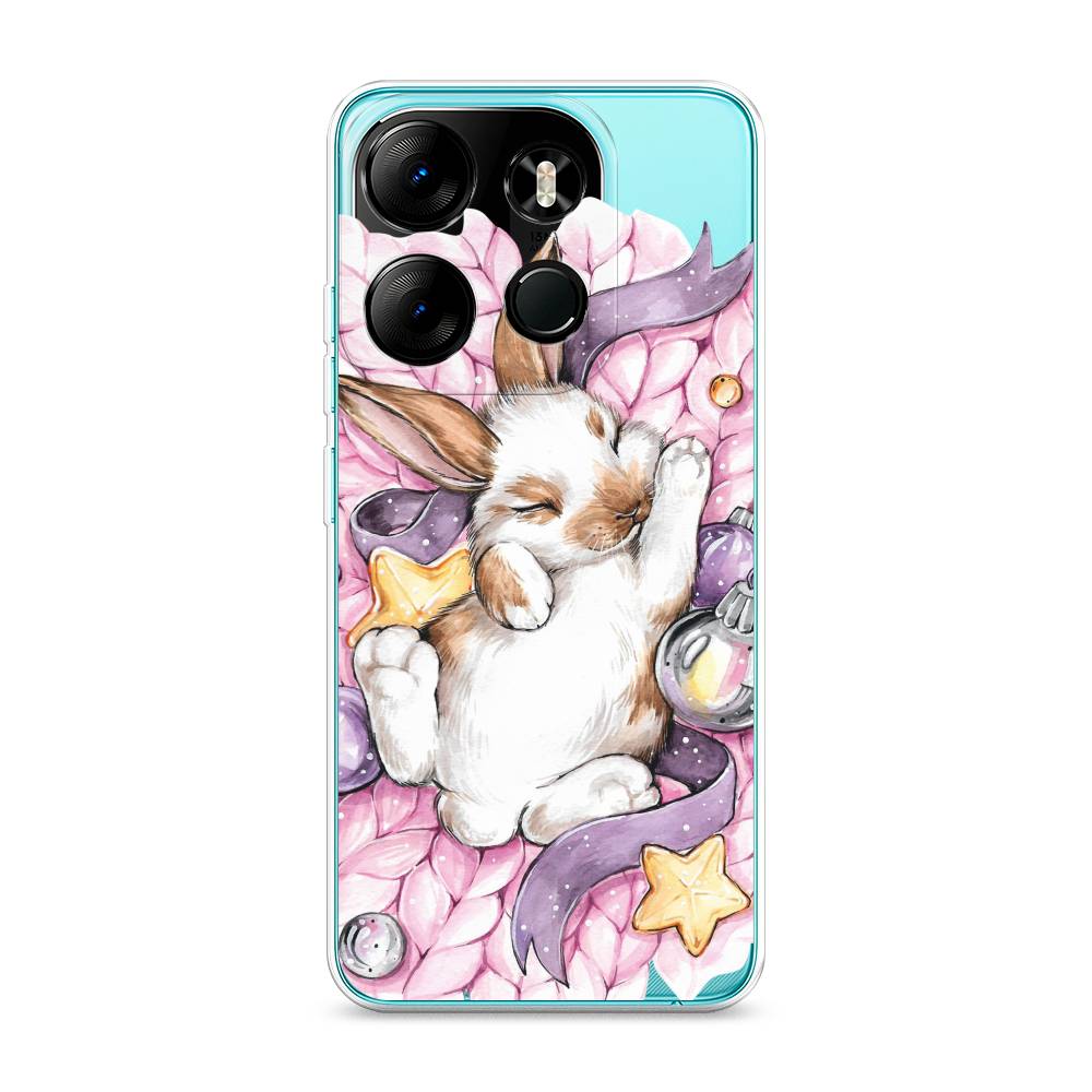 

Чехол на Tecno Pop 7 Pro "Кролик спит", Розовый;белый, 303450-5