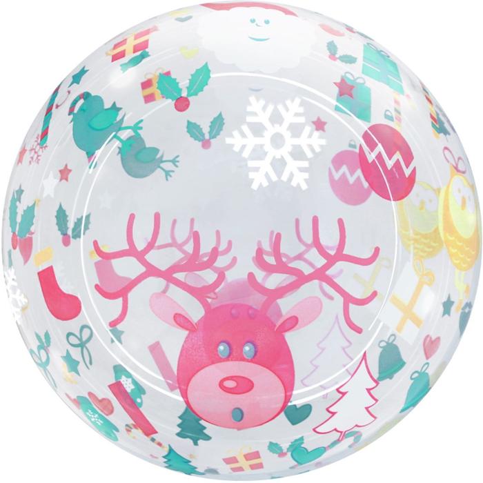 

Шар полимерный 20'' 3D-сфера «Новогодний микс», Deco Bubble, прозрачный, 1 шт.