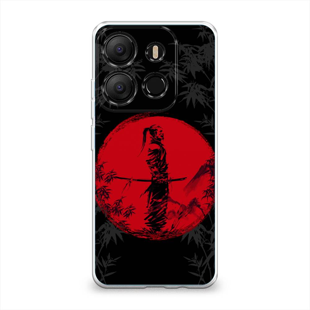 

Чехол на Tecno Pop 7 "Самурай на красном фоне", Черный;красный;серый, 303850-4