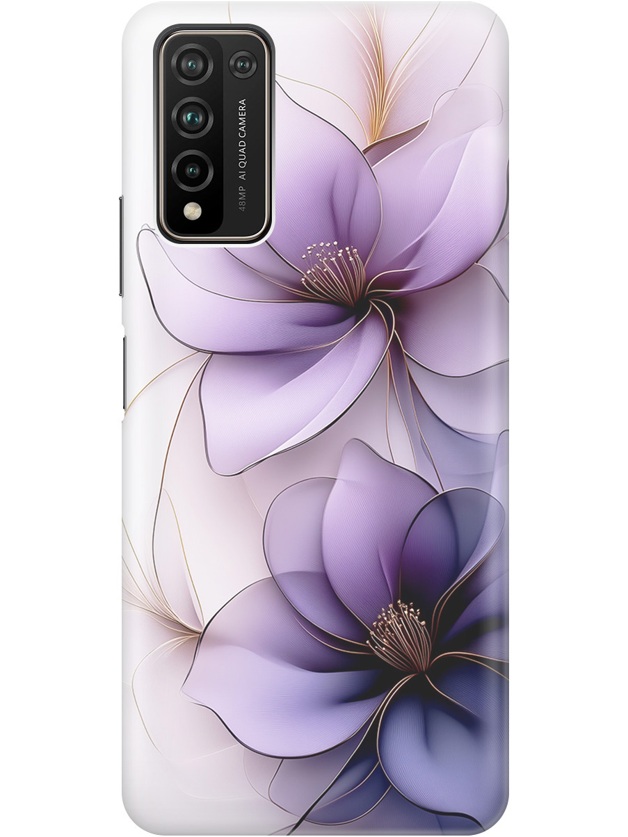 

Силиконовый чехол на Honor 10x Lite с принтом "Сиреневые цветы", Прозрачный;белый;серый;фиолетовый, 723565521