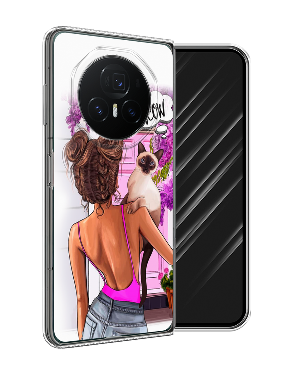 

Чехол Awog на Honor Magic V3 "Девушка с кошкой", Розовый;коричневый, 6125050-1