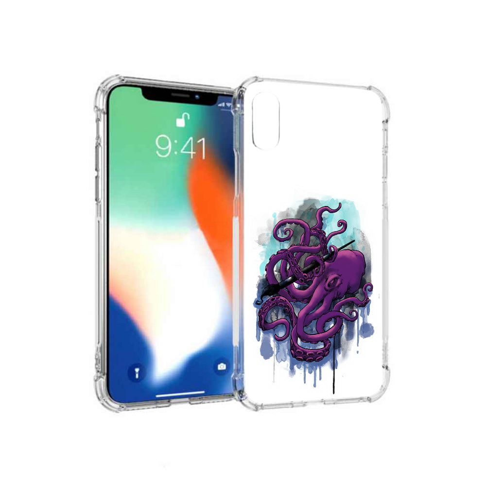 

Чехол MyPads Tocco для Apple iPhone XS Max фиолетовый осьминог (PT117540.614.658), Прозрачный, Tocco