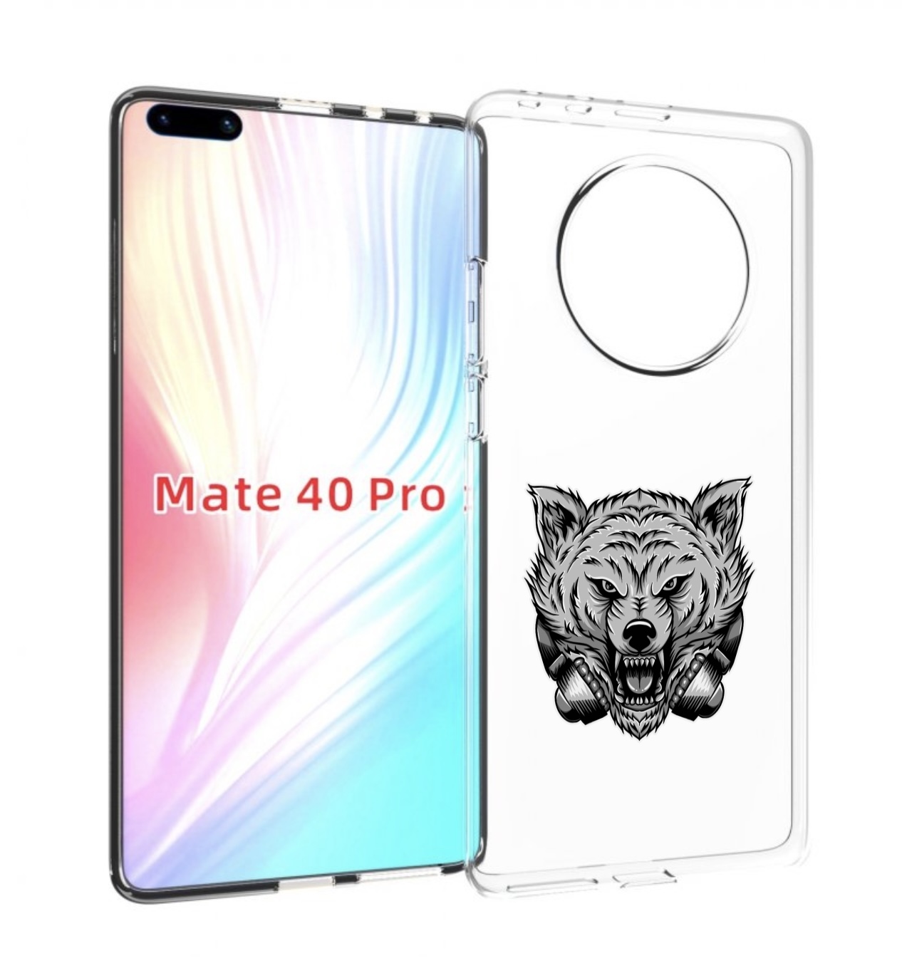 Чехол MyPads Волк-в-наушниках мужской для Huawei Mate 40 Pro (NOH-NX9)