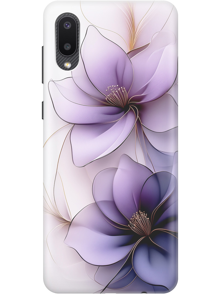 

Силиконовый чехол на Samsung Galaxy A02 с принтом "Сиреневые цветы", Прозрачный;белый;серый;фиолетовый, 724352121