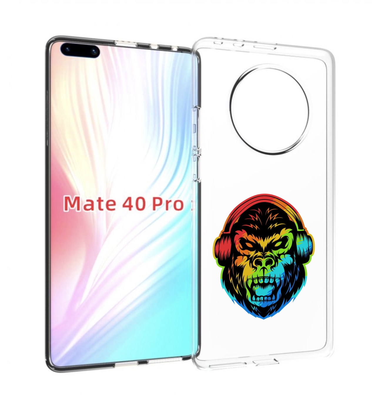 

Чехол MyPads Горилла-в-наушниках для Huawei Mate 40 Pro (NOH-NX9), Прозрачный, Tocco