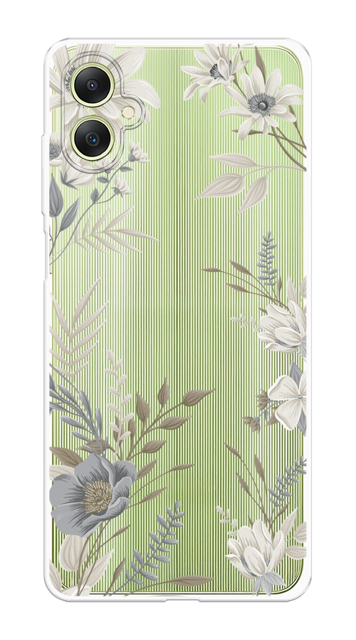 

Чехол на Samsung Galaxy A06 "Цветы сепия", Серый;прозрачный;зеленый;белый, 2110150-1